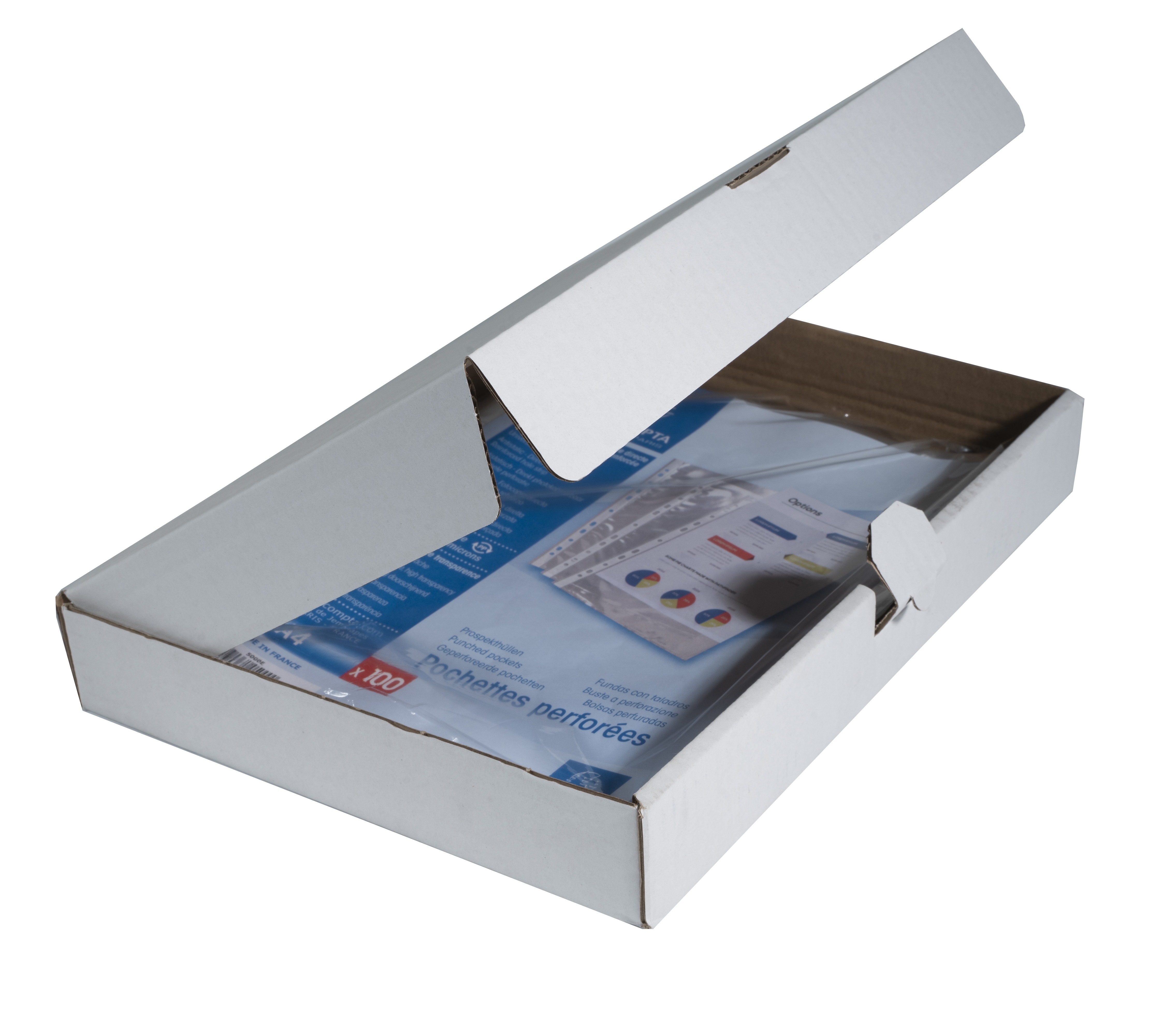 Sachet de 100 pochettes perforées polypropylène lisse 5/100e - A4. 